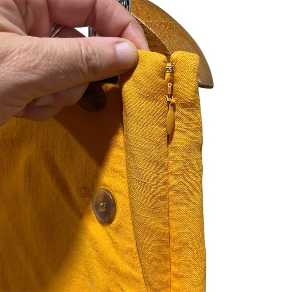 J. Crew High Waist Yellow Gold Shorts Buttons Nautical Linen Blend - Picture 3 of 10